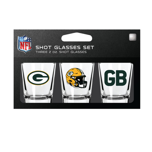 Green Bay Packers Shot Glass Set 3 Pack - Mojo Licensing