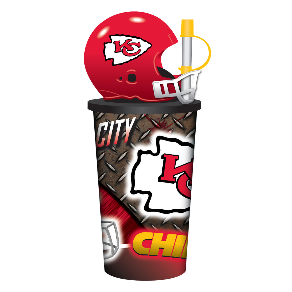 Kansas City Chiefs Helmet Cup 32oz Plastic with Straw - Mojo Licensing