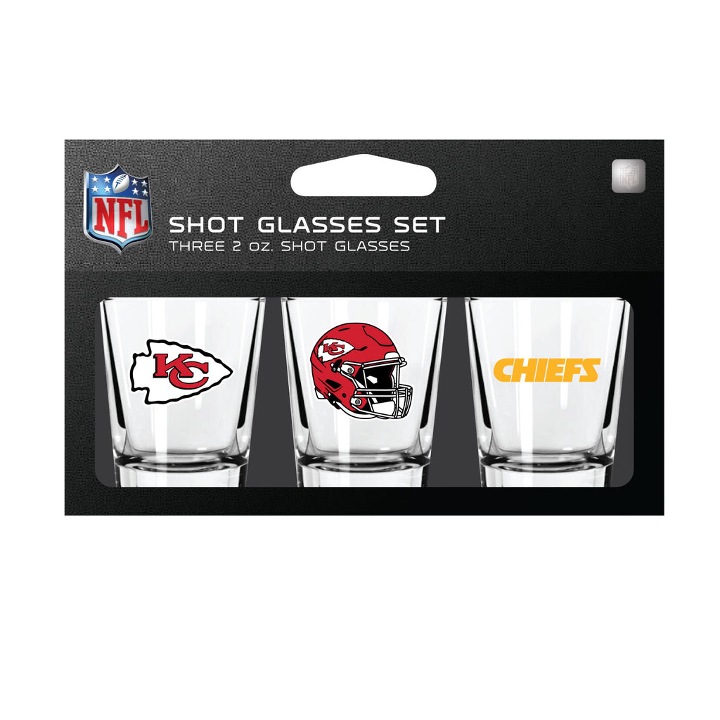 Kansas City Chiefs Shot Glass Set 3 Pack - Mojo Licensing