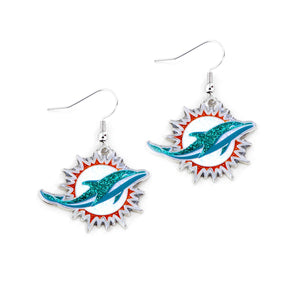 Miami Dolphins Earrings Glitter Dazzle - Aminco