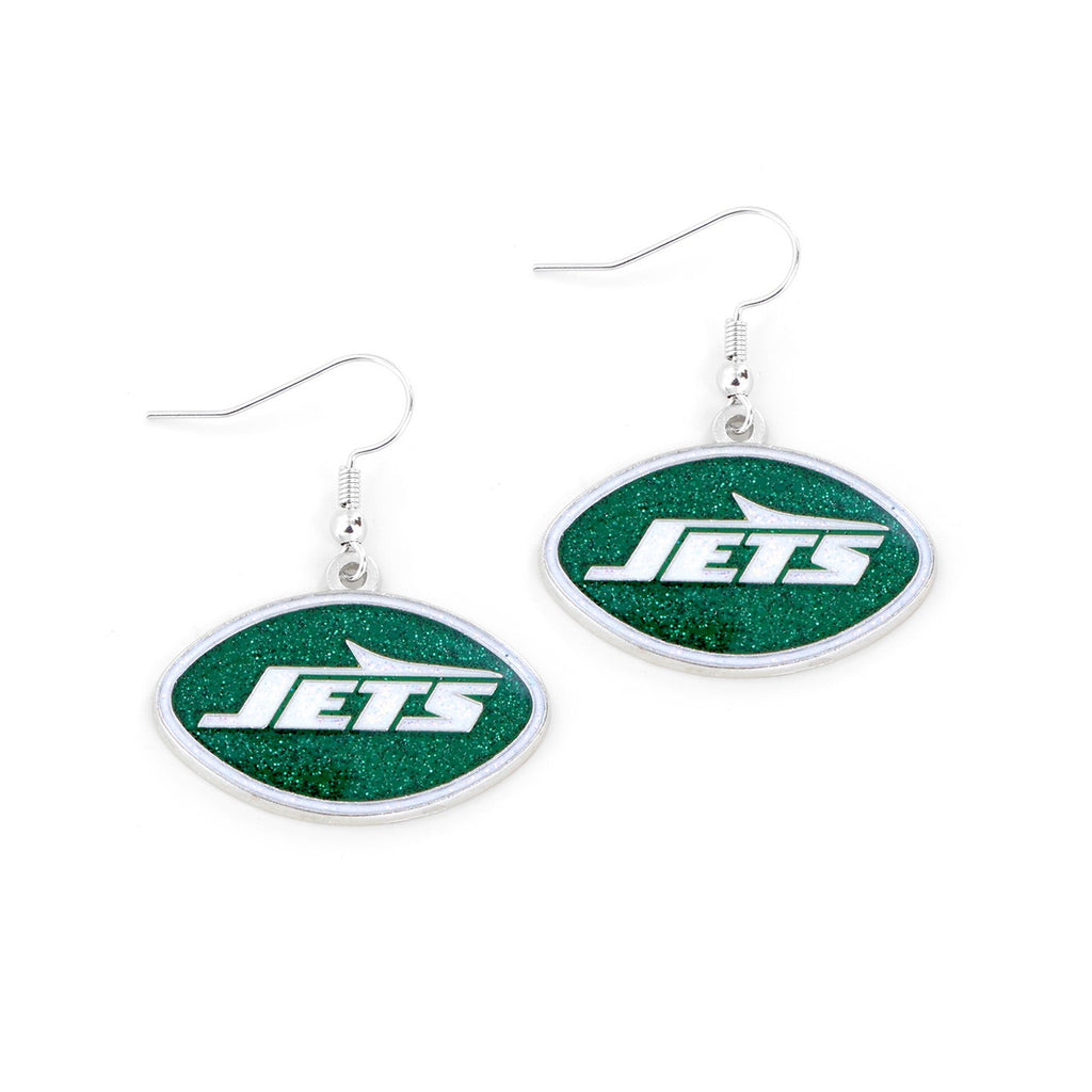 New York Jets Earrings Glitter Dazzle - Aminco