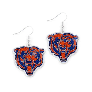 Chicago Bears Earrings Glitter Dazzle - Aminco