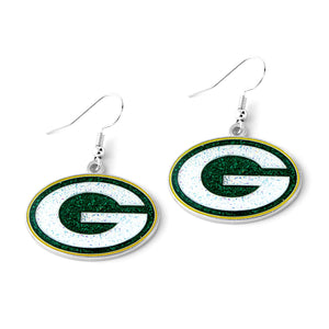 Green Bay Packers Earrings Glitter Dazzle - Aminco