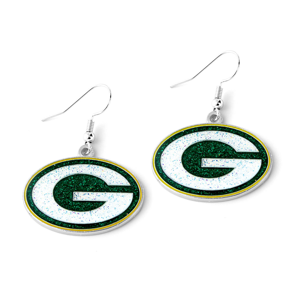 Green Bay Packers Earrings Glitter Dazzle - Aminco