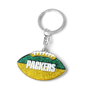 Green Bay Packers Keychain Football Glitter - Aminco