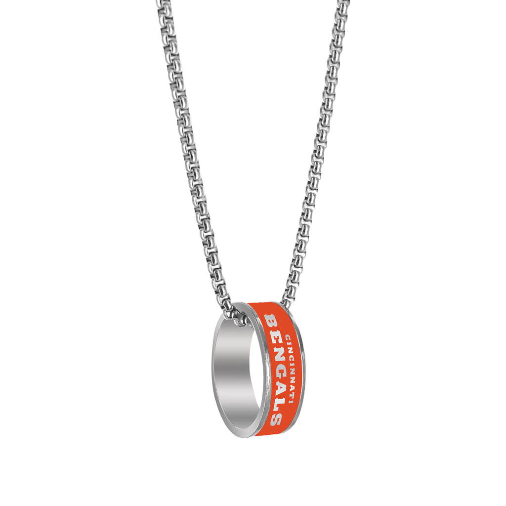 Cincinnati Bengals Necklace Fashion Ring Pendant Silver - Aminco