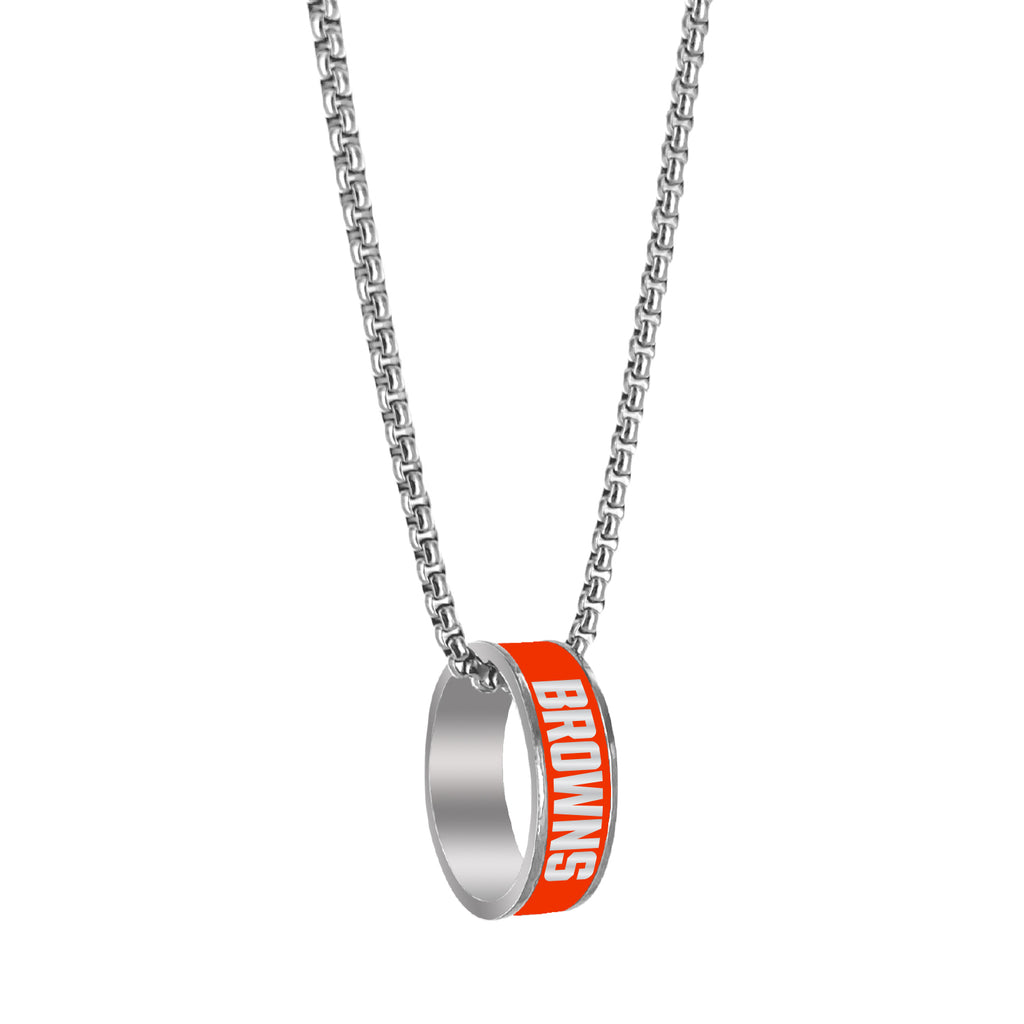 Cleveland Browns Necklace Fashion Ring Pendant Silver - Aminco