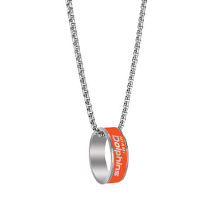 Miami Dolphins Necklace Fashion Ring Pendant Silver - Aminco