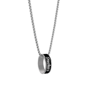 Pittsburgh Steelers Necklace Fashion Ring Pendant Silver - Aminco