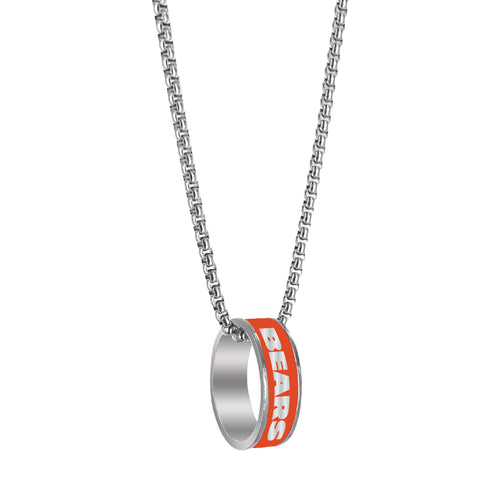 Chicago Bears Necklace Fashion Ring Pendant Silver - Aminco