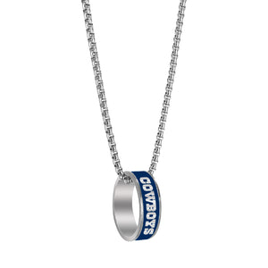 Dallas Cowboys Necklace Fashion Ring Pendant Silver - Aminco