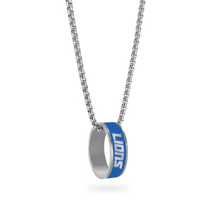 Detroit Lions Necklace Fashion Ring Pendant Silver - Aminco