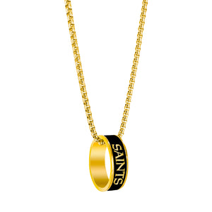 New Orleans Saints Necklace Fashion Ring Pendant Gold - Aminco