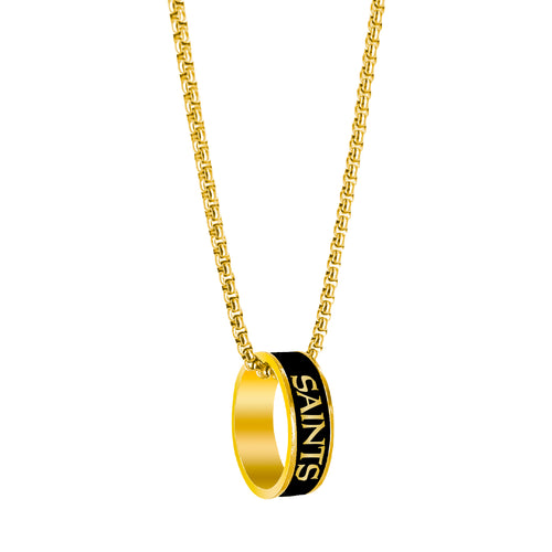 New Orleans Saints Necklace Fashion Ring Pendant Gold - Aminco