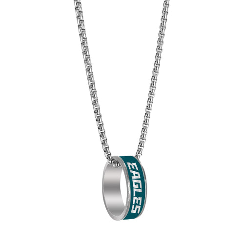 Philadelphia Eagles Necklace Fashion Ring Pendant Silver - Aminco