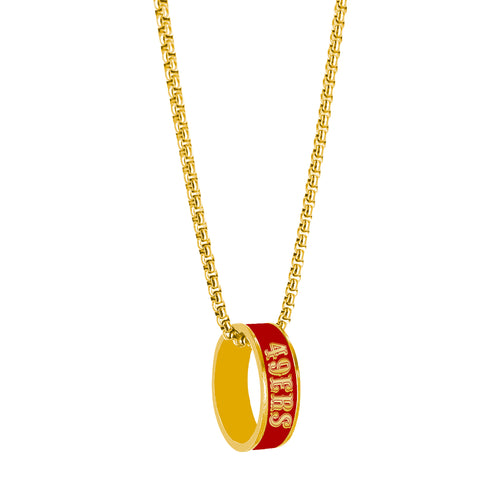 San Francisco 49ers Necklace Fashion Ring Pendant Gold - Aminco