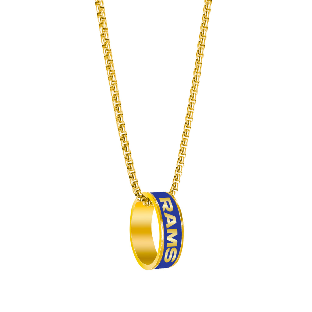 Los Angeles Rams Necklace Fashion Ring Pendant Gold - Aminco