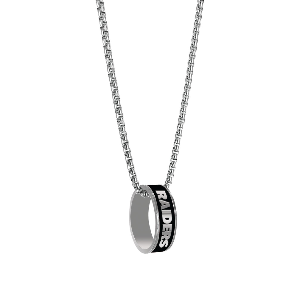 Las Vegas Raiders Necklace Fashion Ring Pendant Silver - Aminco