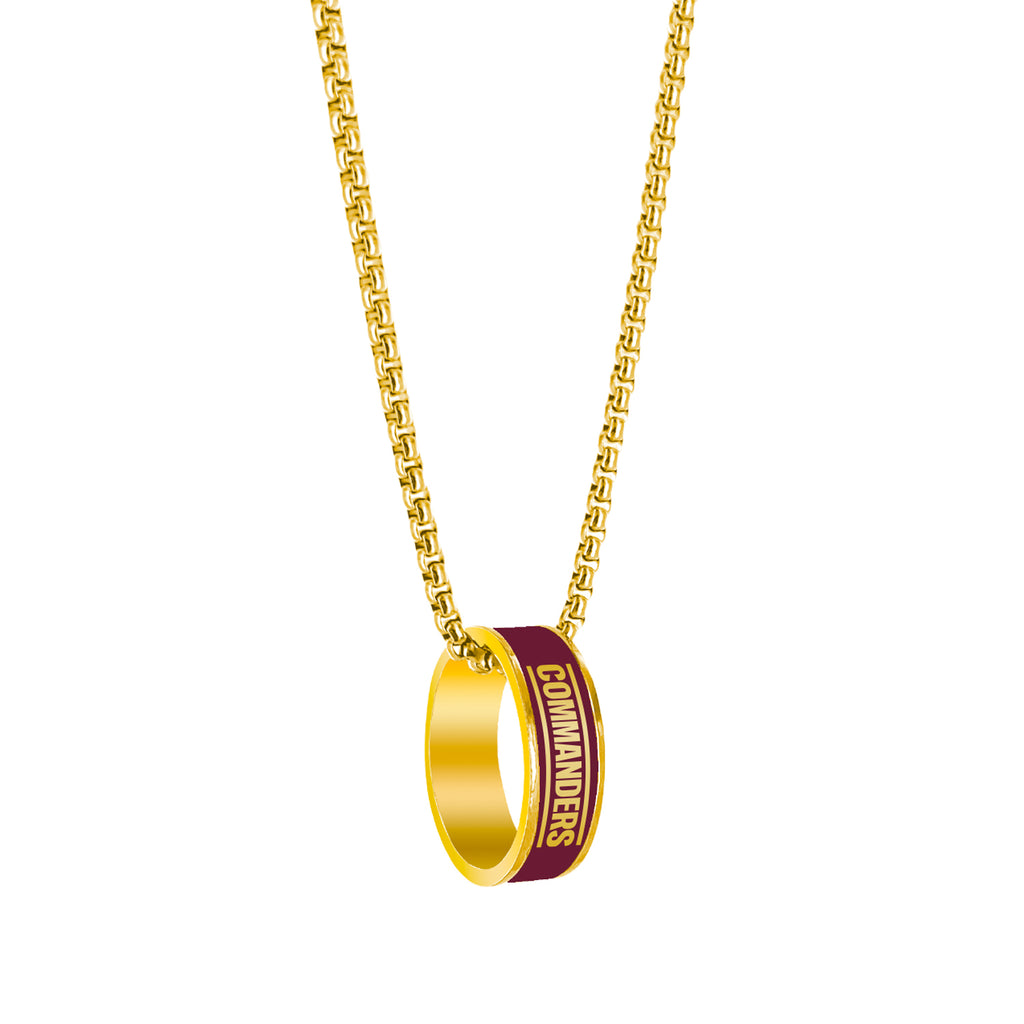 Washington Commanders Necklace Fashion Ring Pendant Gold - Aminco