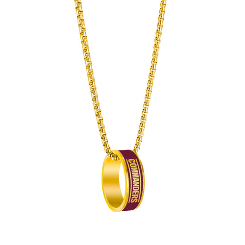 Washington Commanders Necklace Fashion Ring Pendant Gold - Aminco