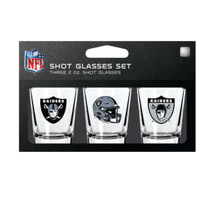 Las Vegas Raiders Shot Glass Set 3 Pack - Mojo Licensing