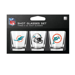 Miami Dolphins Shot Glass Set 3 Pack - Mojo Licensing
