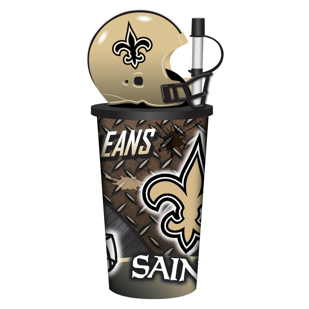 New Orleans Saints Helmet Cup 32oz Plastic with Straw - Mojo Licensing