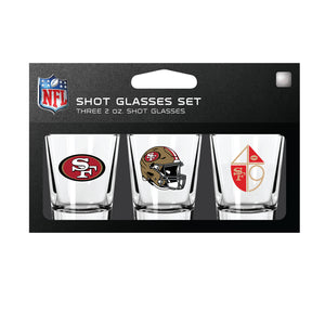 San Francisco 49ers Shot Glass Set 3 Pack - Mojo Licensing