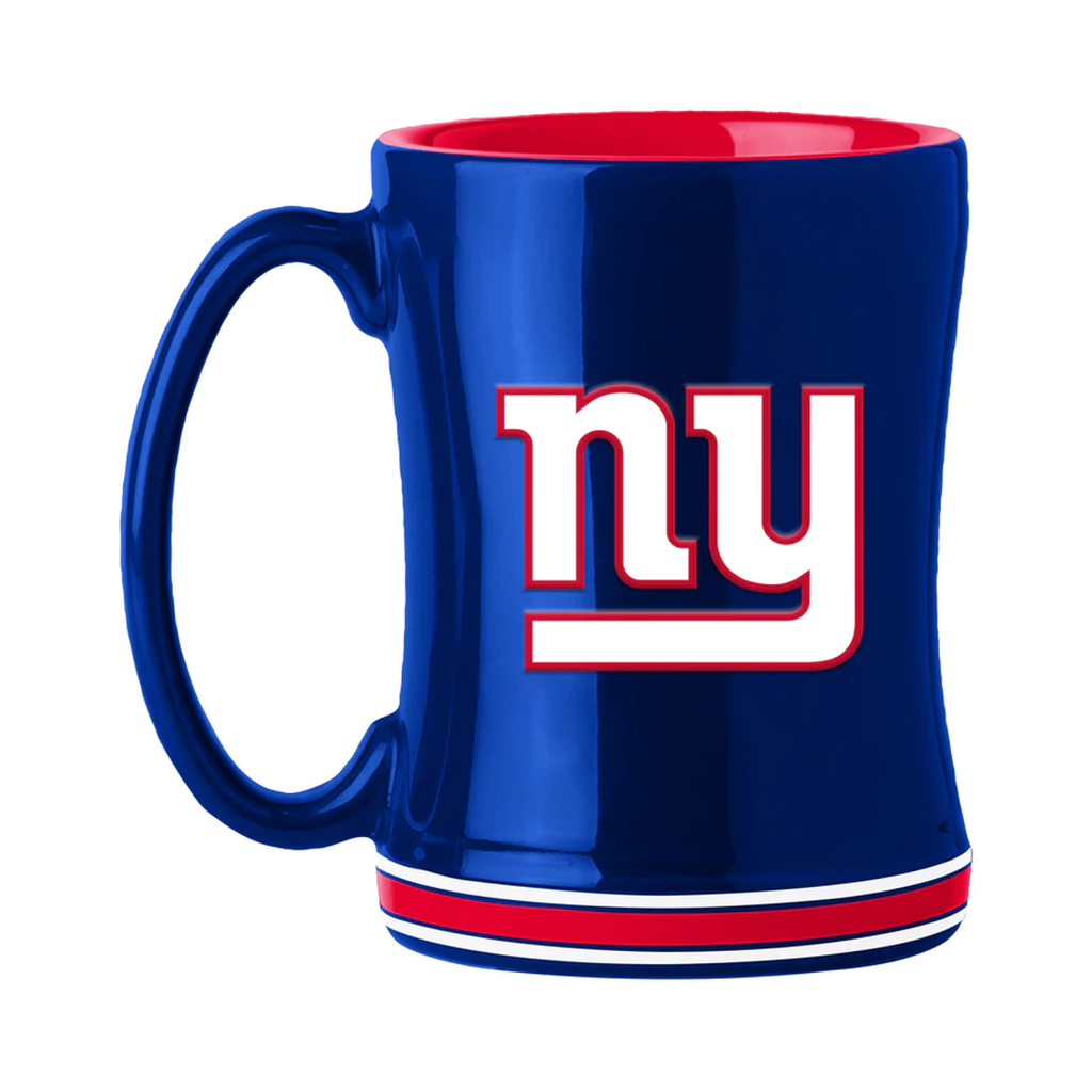 New York Giants Coffee Mug 14oz Sculpted Relief Team Color - Logo Brands