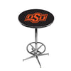 OKLAHOMA STATE CHROME FOOT RING PUB TABLE BLACK - OKSPTR214