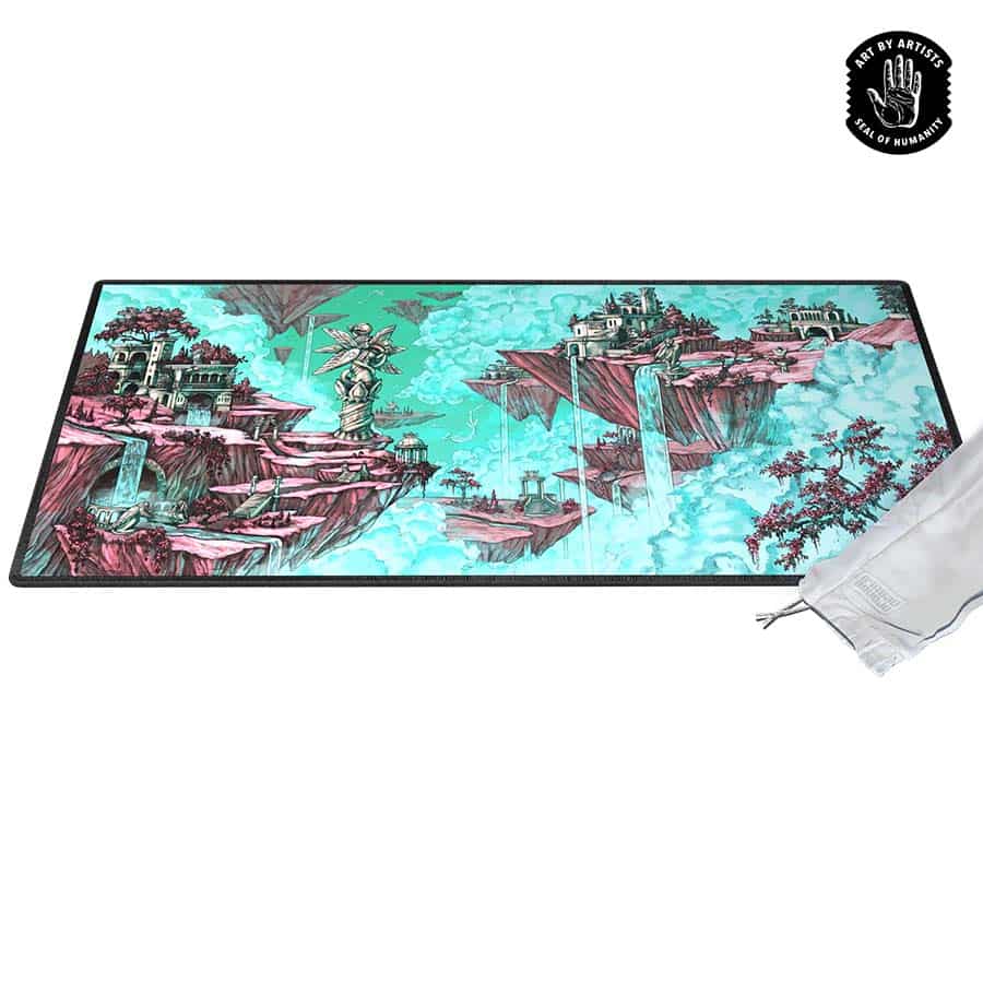 Orange Nebula: Curator: Arcane Landscapes: The Mists (Brittany Bowman) Desk Mat