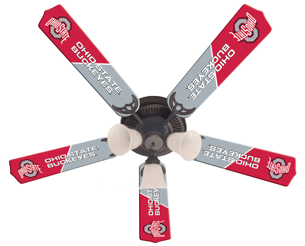 OHIO STATE CEILING FAN - 52'' SCARLET/GRAY - OSUFAN100-52
