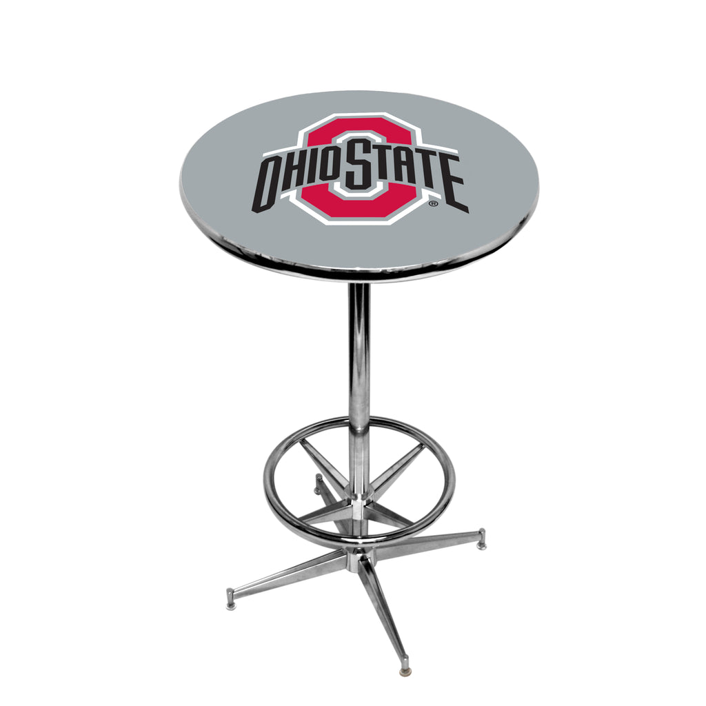 OHIO STATE CHROME FOOT RING PUB TABLE GRAY - OSUPTR105