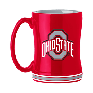 Ohio State Buckeyes Coffee Mug 14oz Sculpted Relief Team Color - Logo Brands