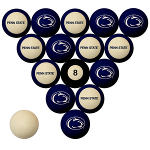 PENN STATE SCHOOL COLOR NUMBERED BILLIARD BALL SET NAVY BLUE SOLID/NAVY BLUE STRIPE - PSUBBS100N