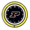 PURDUE NEON WALL CLOCK - 14'' BLACK FACE /YELLOW NEON - PURNWC100-14
