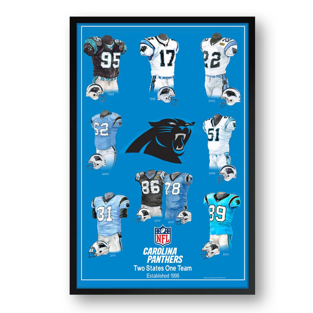 Carolina Panthers Framed Print 10x13 Uniform Heritage - Sporticulture
