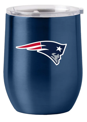 New England Patriots Travel Tumbler 16oz Stainless Steel Curved - Logo Brands