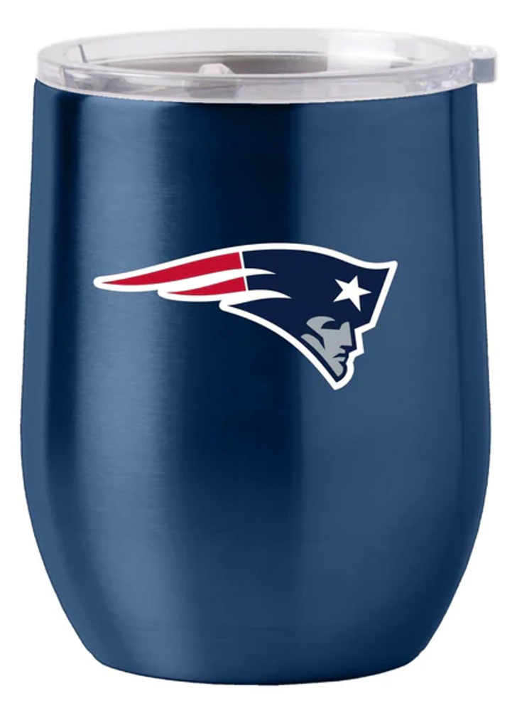 New England Patriots Travel Tumbler 16oz Stainless Steel Curved - Logo Brands
