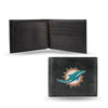 Miami Dolphins Wallet Billfold Leather Embroidered Black Alternate - Rico Industries