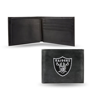 Las Vegas Raiders Wallet Billfold Leather Embroidered Black - Rico Industries