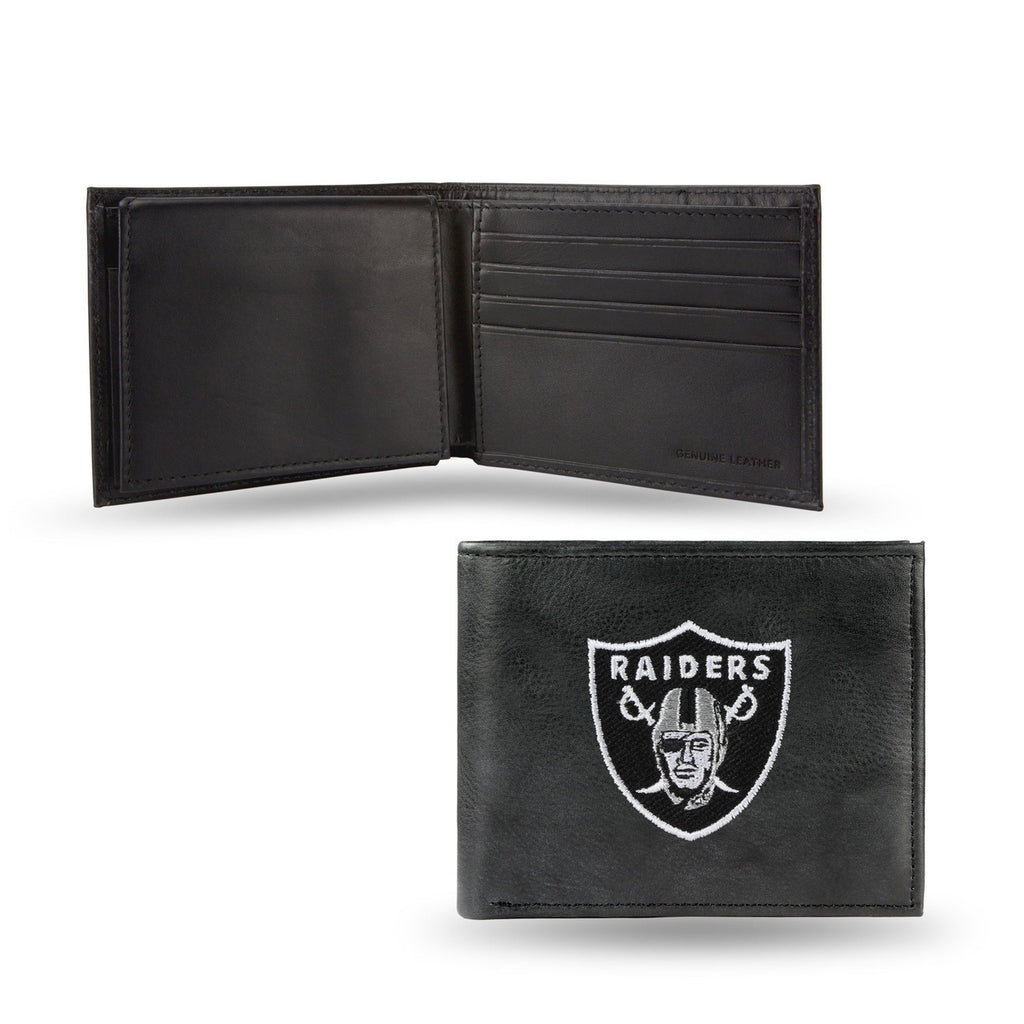 Las Vegas Raiders Wallet Billfold Leather Embroidered Black - Rico Industries