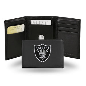Las Vegas Raiders Wallet Trifold Leather Embroidered - Rico Industries
