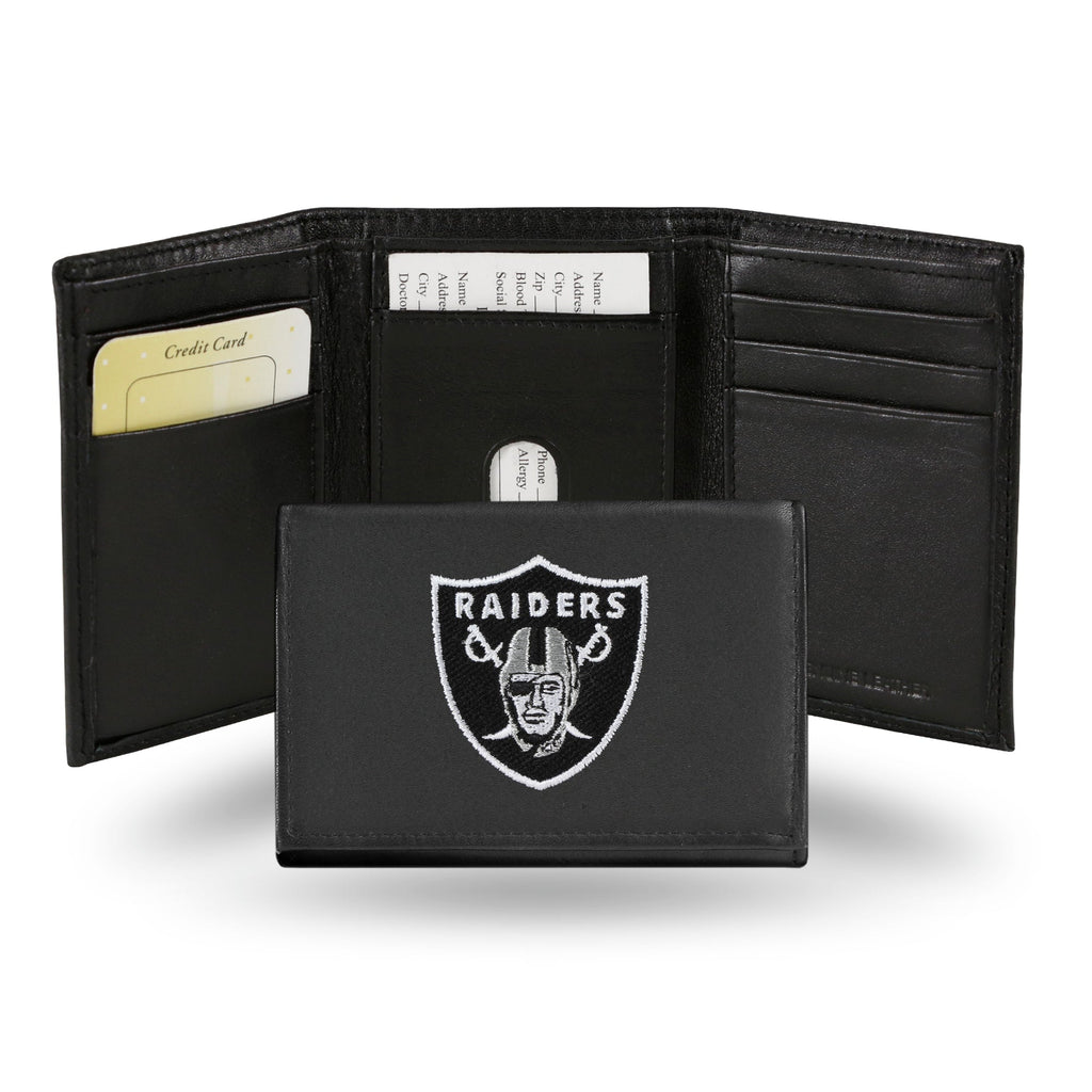 Las Vegas Raiders Wallet Trifold Leather Embroidered - Rico Industries