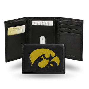 Iowa Hawkeyes Wallet Trifold Leather Embroidered - Rico Industries
