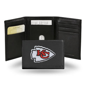 Kansas City Chiefs Wallet Trifold Leather Embroidered - Rico Industries