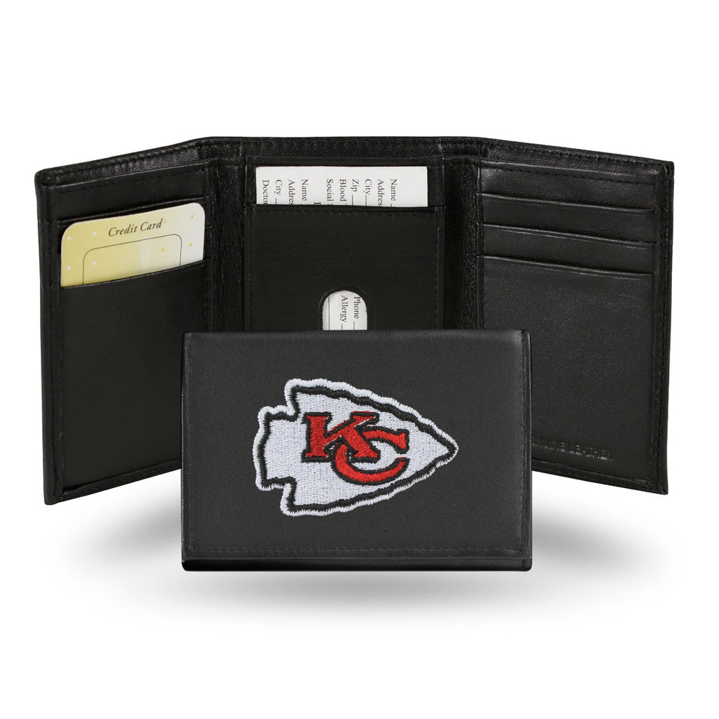Kansas City Chiefs Wallet Trifold Leather Embroidered - Rico Industries