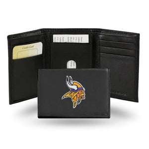 Minnesota Vikings Wallet Trifold Leather Embroidered - Rico Industries