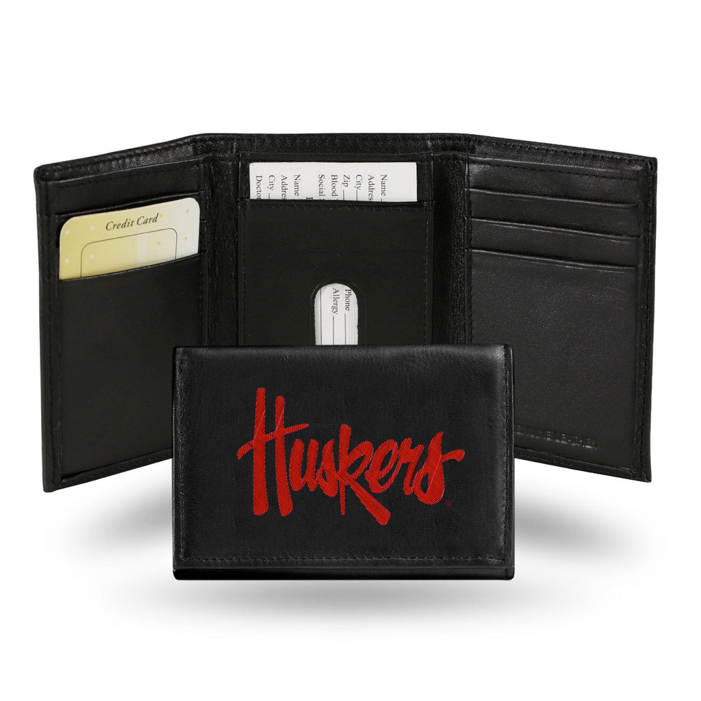 Nebraska Cornhuskers Wallet Trifold Leather Embroidered - Rico Industries