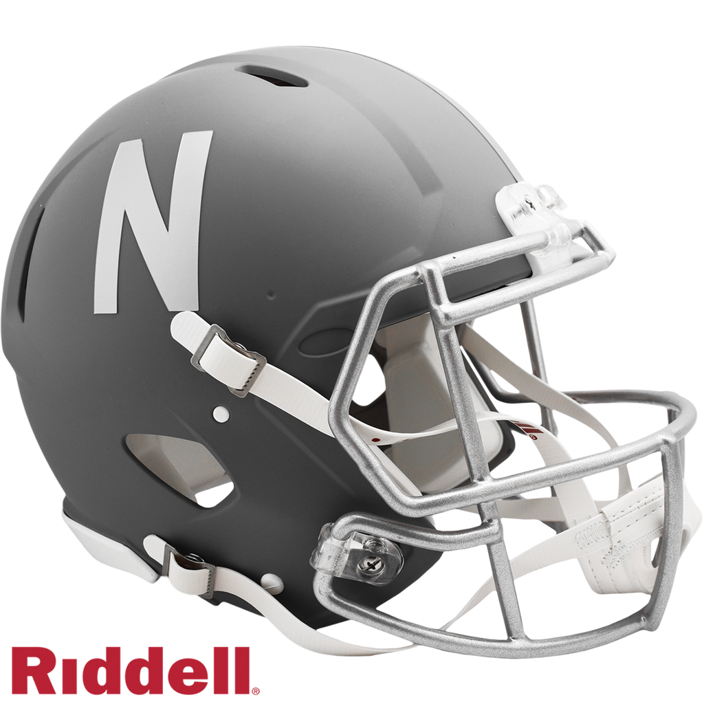 Nebraska Cornhuskers Helmet Riddell Authentic Full Size Speed Style Slate Alternate - Riddell